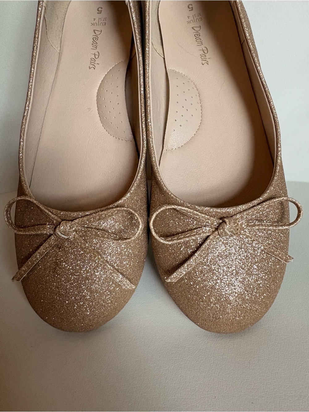Dream Pairs Glitter Bow Flats in Rose